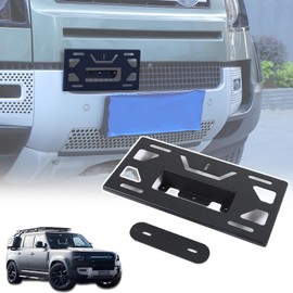 Car License Plate Frame Holder Compatible with L@nd R0ver Defender 90 110 130 2020-2025,Front Bumper Grille Air Inlet License Plate Bracket No Drilling Mounting Bracket