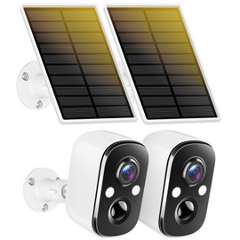 Techage Security Cameras Wireless Outdoor, 2K Solar Powered WiFi Cameras for Home Security with AI Motion Detection, Color Night Vision, 2-Way Talk, IP66 Waterproof, Cloud/SD Storage 2 Pack