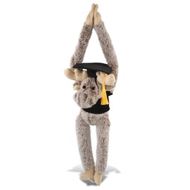 DolliBu Long Arms Moose Graduation Plush Toy - Super Soft Graduation Stuffed Animal Dress Up with Gown and Cap with Tassel Outfit - Gift with Personalization - 21 Inches