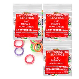 LA MIERE Bandas elásticas intraorales de neón sin látex, paquete de 3, 300 unidades, 6.5 oz, 1/4 de pulgada, elásticas de ortodoncia, bandas de goma dental, fabricadas en EE. UU. (Pesadas [6.5 oz], 1/