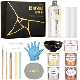iienjoy Kintsugi Repair Kit, 4 Colors Food Safe Kintsugi Kit Repairs Broken Ceramics, Jade, Glass, Meaningful Pottery, Kintsugi Gold Glue for Ceramics and Porcelain Repair Perfect for Beginners