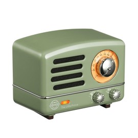 Muzen Portable Bluetooth Speaker, OTR Metal Retro Small Wireless Speaker, FM Retro Radio with Antenna AUX, 10h+ Long Playtime, High Fidelity Stereo Audio with Suitcase, for Gift Home Picnic Smartphone - Color: Green