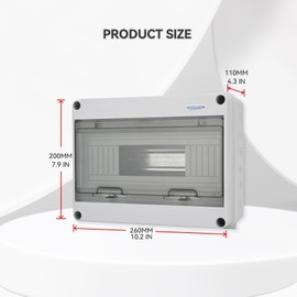 MOLLOM 12 Way Circuit Breaker MCB Distribution Protection Box with DIN Rail, IP65 Waterproof,for Indoor and Outdoor