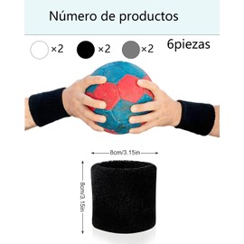 JIAQCN 6 Piezas Muñequeras Sudor, Muñequeras Deportivas, Buena Absorción De Sudor, Adecuada para Fitness, Carrera, Fitness, Entrenamiento u Otros Deportes, Etc