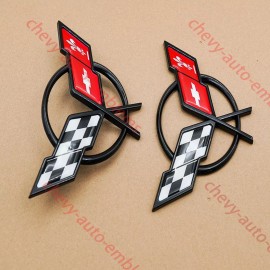 Truckemblems Pair Black Red For 1997-2004 C5 Front Nose and Rear Gas Lid Emblems Badges