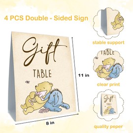 Winnie Baby Shower Decorations-Baby Shower Table Sign Centerpieces-Winnie Birthday Decorations-Baby Shower Decorations Pooh Birthday Decorations，Yellow