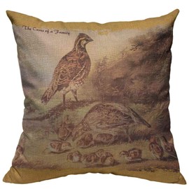 VERSUSWOLF Throw Pillow Covers The Quail Cares Victorian Vintage Birds 1800S Cotton Linen Decorative Square Pillowcases Cushion Cover 18 X 18 Inch