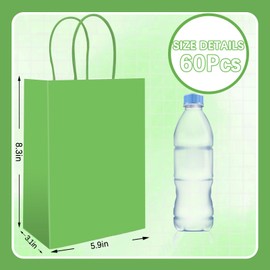 JarThenaAMCS 60Pcs Neon Paper Bags with 60 Sheets Rainbow Tissue Paper Green Orange Purple Pink Yellow Blue Candy Treat Bags with Handles for Birthday Party Favors Supplies