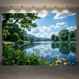 FENDROM Lake In Deep Forest Mountain Tapestry Wall Hanging for Bedroom Aesthetic, Nature Tree Landscape Wall Tapestries, Scenic River Backdrop Wall Mural Covering for Dorm Living Room Decor