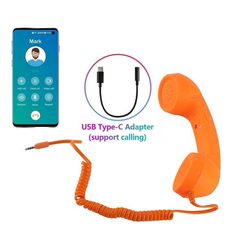 Cell Phone Handset USB C Radiation Proof Vintage Phone Handset