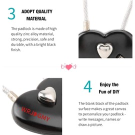 Black Heart Shape Code Lock Compact Mini Size with 3 Digit Code Combination for Luggage, Backpack, Jewelry Box, Hall Locker Combination Padlocks Love Lock