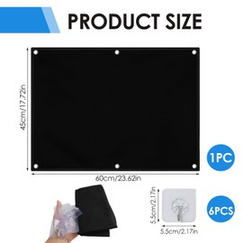 Velcro Board Patches Velcro Wall 60 x 45 cm, Foldable Velcro Surface with Eyelets, for Storage and Presentation of Battle Badges, with Hook and Loop (Black)