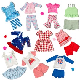 ZQDOLL 23 Pcs American Doll Clothes Dress and Accessories fit American 18 inch Dolls - Including 10 Complete Set of Clothing , Doll Accessories with Hair Bands and Hair Clip