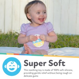 Nuby Easter Egg Popper Teether – Soft Silicone Teething Toy for Babies, 3+ Months, Sensory Pop Bubbles, Easy Grip Design