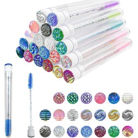 Juego de 20 tubos desechables de varitas de rimel de diamante, brocha de pestañas, varita de pestañas, bocinas de pestañas con tubo aspiradora, herramienta de maquillaje, extensión de pestañas, aplicador de cejas (color mixto)