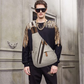 KL928 Men's Body Bag, Shoulder Bag, Casual Bag, One Shoulder Bag, Women's, Stylish, Cross-body Wear, PU for School or College Students, Unisex, Waterproof, light grey-2 (6881-PU)