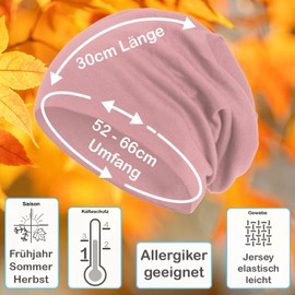 style3 Slouch Beanie, warm autumn/winter breathable, fine and light jersey, XXL, unisex, delicate, one size - pink