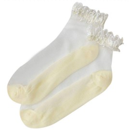 Plus Nao Crew Socks, Sheer, See-Through Socks, Sheer, Women's, Women's, Fashion Accessories, Lace, Cute, lightyellow