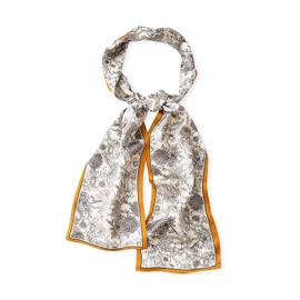 LumiSyne Women's Skinny Silk Scarf, Rectangle, Neckerchief, Geometric Pattern, Vintage Style, Lightweight, Scarf, Decorative, Neck Scarf, Headdress, Hair Bandage, Ribbon Scarf, white flowers