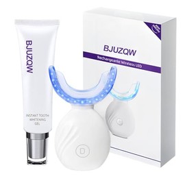 Kit de blanqueamiento dental, kit blanqueador dental luz led, Incluye 20 ml de gel blanqueador, Equipado con 16 luces de aceleración LED azules,Elimina eficazmente las manchas dentales.