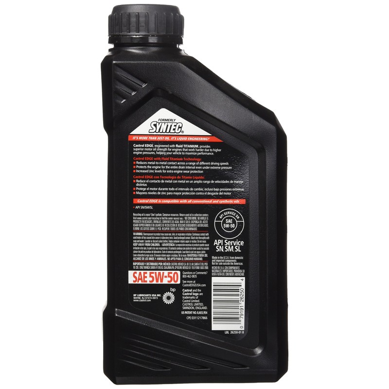 Castrol EDGE 5W-50 Advanced Full Synthetic Motor Oil, 1 Quart