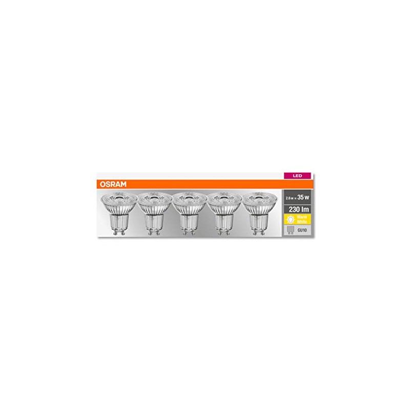 Osram LED Base PAR16, Socket: GU10, Non-Dimmable, Warm White, Replaces