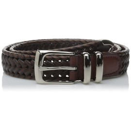 Portfolio Braided Belt With Genuine Leather (Sizes 30-54 Inches), Brown, 54