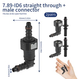Set of 2 7.89mm ID6 SAE to 5/16 8mm 90 Degree Car Fuel Line Hose, Quick Release Connector, Disconnect Hose, Petrol Hose Coupling, Fuel Line Connector Hose Coupling