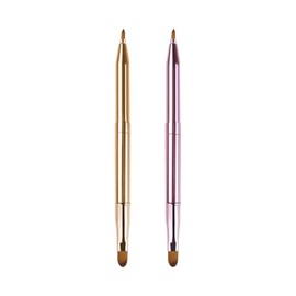 UUYYEO 2 Pcs Retractable Lip Brushes Double Ended Lip Makeup Brushes Travel Lipstick Brushes Dual End Lip Gloss Brushes Lip Liner Contour Brushes Lip Stick Applicators with Cap