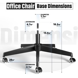 Sytopia Office Chair Base Replacement Bundles, Heavy Duty 2500 Lbs, Reinforced to Repair Swivel Gaming Chair Bottom Part with 5 Premium Caster Wheels and 1 Gas Lift Cylinder, 4.7'' Length Extension