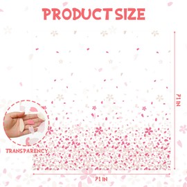 Hahafelt Plastic Pink Flower Shower Curtain Liner Peva Clear Shower Curtain Set Cute Flower Petals Waterproof Liner with 12 Pack Hooks Soft Lightweight for Bathroom 71x71"
