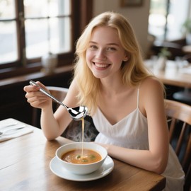 LANGMINGDE 2 PCS Deep Round Soup Spoons 7.87", 304 Stainless Steel Large Soup Spoons Dishwasher safe, Perfect for Cereal, Bouillon, Milk Soup & Dinner Guests