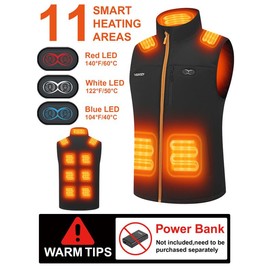 Heated Vest For Men Women, Mens Double Switch Heated Vest With Shoulder Heating-11 Heating Zone(Not Include Battery) - Size: XL