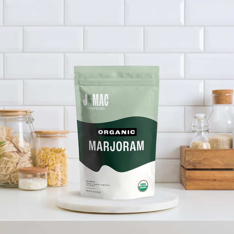 J Mac Botanicals Organic Marjoram (2 oz), dried herb, great