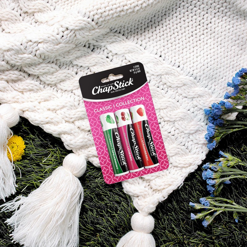 ChapStick Lip Care Set, Classic Collection 3-Pack – Spearmint, Cherry,