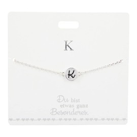 Silver plated name bracelet with the letter "K"