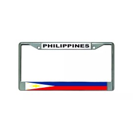 DIGIART PHILIPPINES PHILIPPINE FILIPINO FLAG Chrome Metal Car License Plate Frame