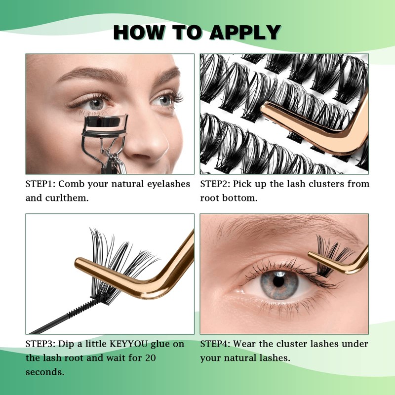 Lash Clusters 300pcs Individual Lashes 40D 0.07D Curl 10mm DIY