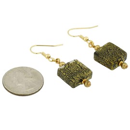 Glass Of Venice Murano Glass Vivaldi Square Earrings - Black and Gold
