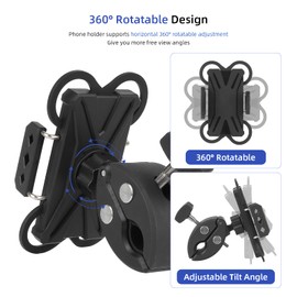 ulip Bike Scooter Phone Mount Motorcycle Handlebar Phone Holder Clamp for 4.0-7.0 Inch Smartphone with 360° Rotation