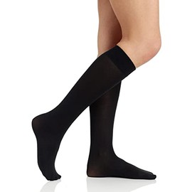 Berkshire womens 3 Pairs Opaque Trouser Pantyhose With Sandalfoot Toe Knee High, Black, 9 11 US