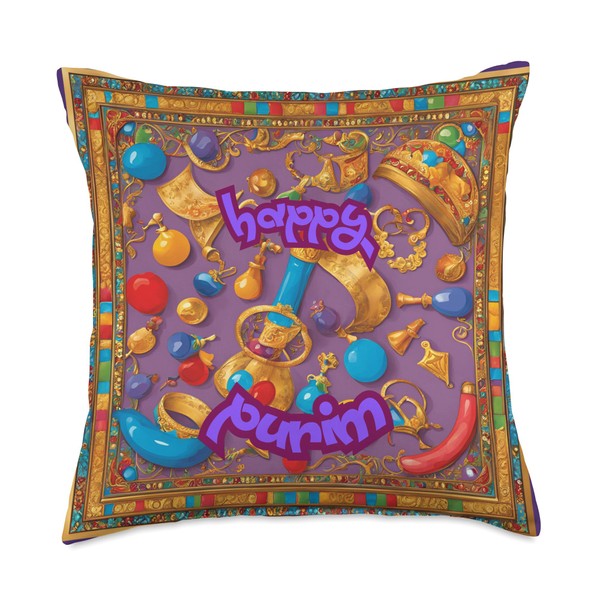 Purim Party The Book of Esther Throw Pillow