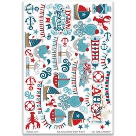 Paper & Sticker Kit - Sail Away - 17 Double-Sided 12x12 Papers with 33 Designs & 1 8X12 Sticker Sheet - Scrapbooking Card Making Crafting - by Miss Kate Cuttables