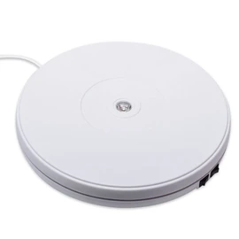 fotoconic White Electric Motorized Rotating Turntable Display Stand with LED, Type-C Cable, 10 Inch / 25cm Diameter, 20 Lbs Centric Loading for Shop Display