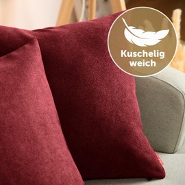 Blumtal Chenille Cushion Cover - Cuddly Sofa Cushion with Hidden Zip - Soft Decorative Cushion with Oeko-Tex Standard - 40 x 40 cm - Set of 2 - Aurora Red - Red