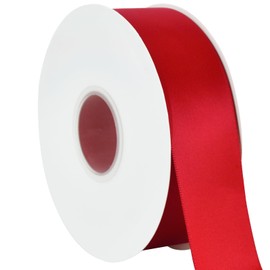 TONIFUL 1 1/2 Inch x 50yd Red Satin Ribbon Solid Fabric Ribbon for Gift Wrapping, Floral Bouquets, Bows and Craft Making, Christmas Valentines Birthday Wedding and Party Decoration