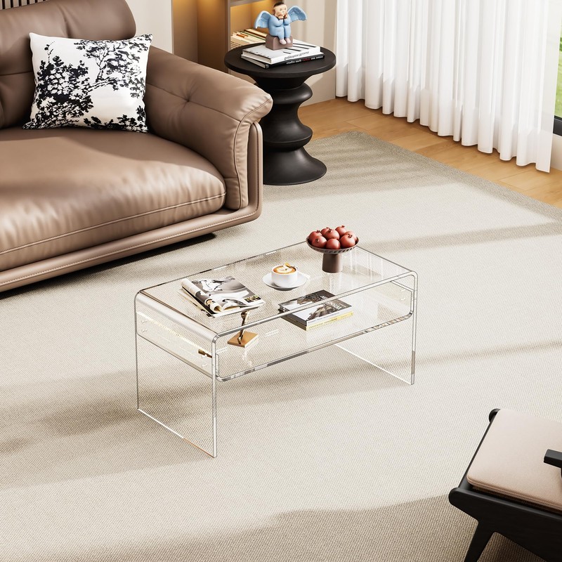 solaround Acrylic Coffee Table for Living Room Clear Rectangle Lucite