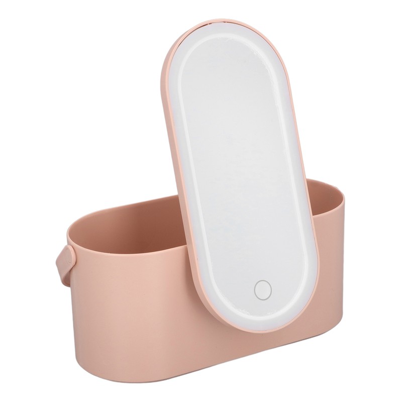 Makeup Case Rotatable Mirror Lid Dimmable LED Light Portable Cosmetic