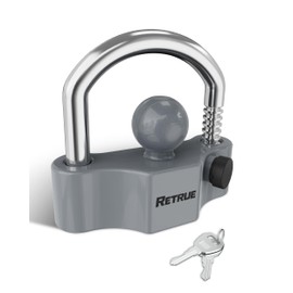 RETRUE Heavy-Duty Universal Coupler Lock Fits 2-5/16 Inch Trailer Ball Locks Hitch Trailer Hitch Lock Adjustable Security Steel Fits 1-7/8 Inch, 2 Inch, 2-5/16 Inch Couplers, Grey