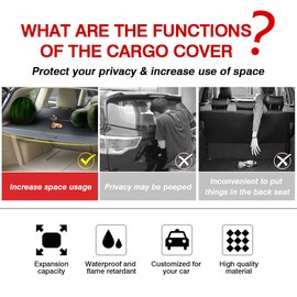 Powerty Cargo Cover for Toyota Highlander 2014-2019 Retractable Trunk Shielding Shade Cargo Luggage Cover (Not fit Two Captain Chairs Model)(Updated Version:no Gap)